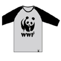 WWF Panda LOGO Raglan Sleeve Shirts M.Gray&Black/XLサイズ