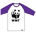 WWF Panda LOGO Raglan Sleeve Shirts White&Purple/Mサイズ