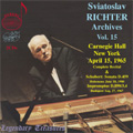 Sviatoslav Richter Archives Vol.15 -Recital in Carnegie Hall April 15, 1965: Schubert, Brahms, Chopin, Ravel, etc (1958-80)