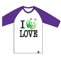 WWF I Love Panda Raglan Sleeve Shirts White&Purple/Sサイズ