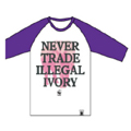 WWF NEVER TRADE ILLEGAL IVORY Raglan Sleeve Shirts White&Purple/Lサイズ