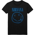 NIRVANA Blue Happy Face (Black) Tシャツ L