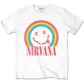 NIRVANA Happy Face Rainbow (White) Tシャツ XL