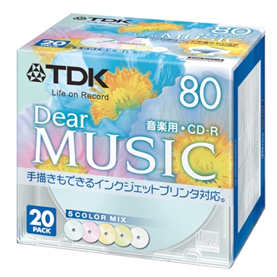 TDK 録音用CD-R(音楽用80分) カラ-MIX 20P インクジェット対応