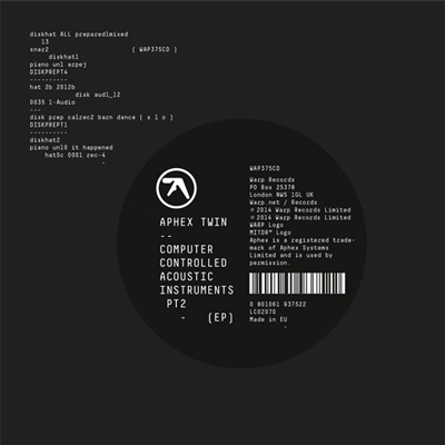 Aphex Twin/Computer Controlled Acoustic Instruments pt2 EP[WAP375]