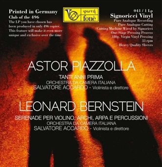 Piazzolla: Tanti Anni Prima; L.Bernstein: Serenade for Solo Violin, Strings, Harp and Percussion＜完全限定盤＞