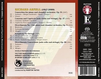 Richard Arnell: Concertino, Canzona and Capriccio, Divertimento No.1, Symphony for Strings, Divertimento Concertante Richard Arnell: Concertino, Canzona and Capriccio, Divertimento No.1, Symphony for Strings, Divertimento Concertante
