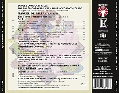 Falla: The Three-Cornered Hat (complete ballet), Harpsichord Concerto & Bonus work - Dukas: La Peri Falla: The Three-Cornered Hat (complete ballet), Harpsichord Concerto & Bonus work - Dukas: La Peri