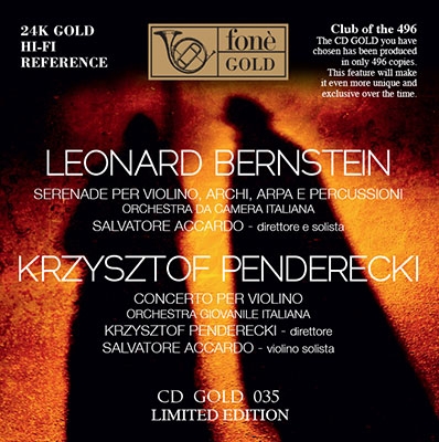 バーンスタイン: ヴァイオリン独奏、弦楽、ハープと打楽器のためのセレナード(プラトンの「饗宴」による)、ペンデレツキ: ヴァイオリン協奏曲 ［Gold Disc］＜初回限定生産盤＞