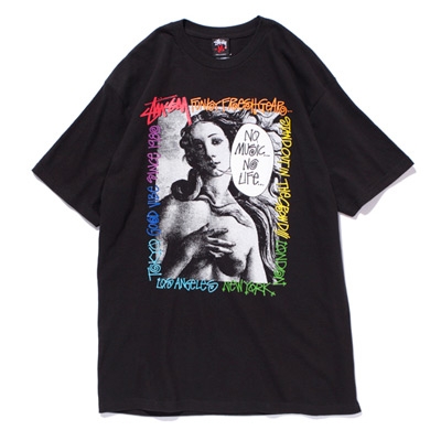 TOWER RECORDS×STUSSY Music is life Tee Black/Lサイズ