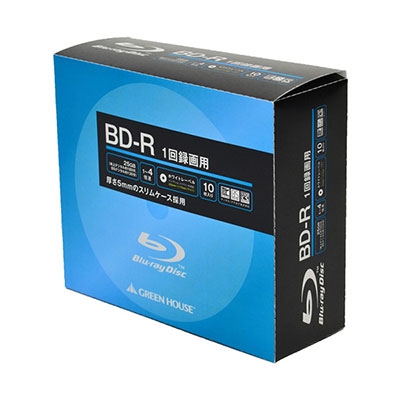 グリーンハウス BD-R 録画用 25GB 1-4倍速 10枚スリムケース[GH-BDR25A10C]