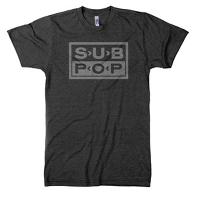 SUB POP ロゴTシャツ ヘザーブラック/Lサイズ