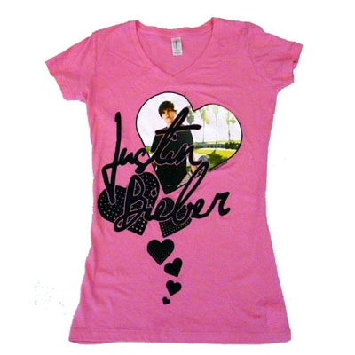 Justin Bieber 「Hearts Girls」 Ladies T-shirt Mサイズ Justin Bieber 「Hearts Girls」 Ladies T-shirt Mサイズ