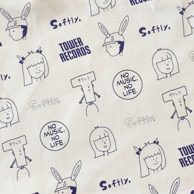 softly×TOWER RECORDS  トートバック ネイビー