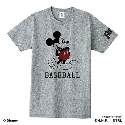 北海道日本ハムファイターズ ミッキーマウス Baseball Tシャツ 杢グレー Sサイズ