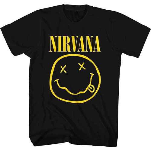 Nirvana/NIRVANA Yellow Happy Face (Black) T L[NIRVTSNW-04MBL]