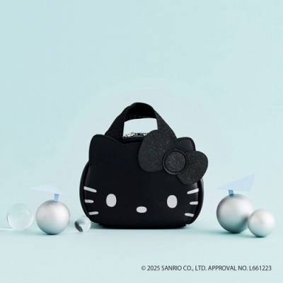 HELLO KITTY × BRILMY 中身が見えて時短がかなう ズボラに優しいコスメポーチ BOOK BLACK ver.