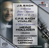 Bach-Vivaldi :J.S.Bach: Cantata BWV.12; C.P.E.Bach: Oboe Concerto Wq.164; Vivaldi: Oboe Concerto Op7-1 RV.465, etc  / Heinz Holliger(ob), Raymond Leppard(cond), ECO, I Musici