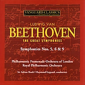 Beethoven: The Great Symphonies; No.5, 6 & 9/ Adrian Boult(cond), Philharmonic Promenade Orchestra of London, Raymond Leppard(cond), Royal Philharmonic Orchestra