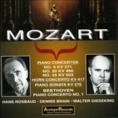 Mozart: Piano Condertos nos 20, 25, 9, Horn Concerto no 2, etc / Gieseking, Brain, Rosbaud, etc