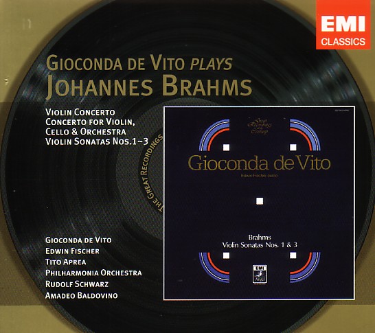 Gioconda de Vito Plays Brahms - Violin Concerto Op.77, Concerto for Violin & Cello Op.102, etc / Edwin Fischer, etc