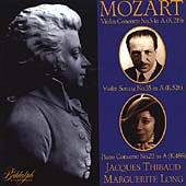 Mozart: Violin Concerto no 5, etc / Thibaud, Long