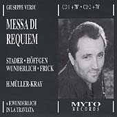 Verdi: Requiem Mass / Wunderlich, Stader, Hoffgen, Frick