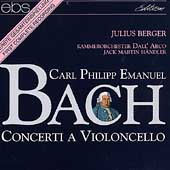 CPE Bach: Cello Concertos / Julius Berger, J.M. Haendler