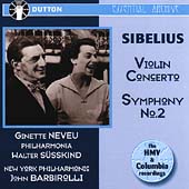 Sibelius: Violin Concerto, Symphony no 2 / Neveu, Barbirolli